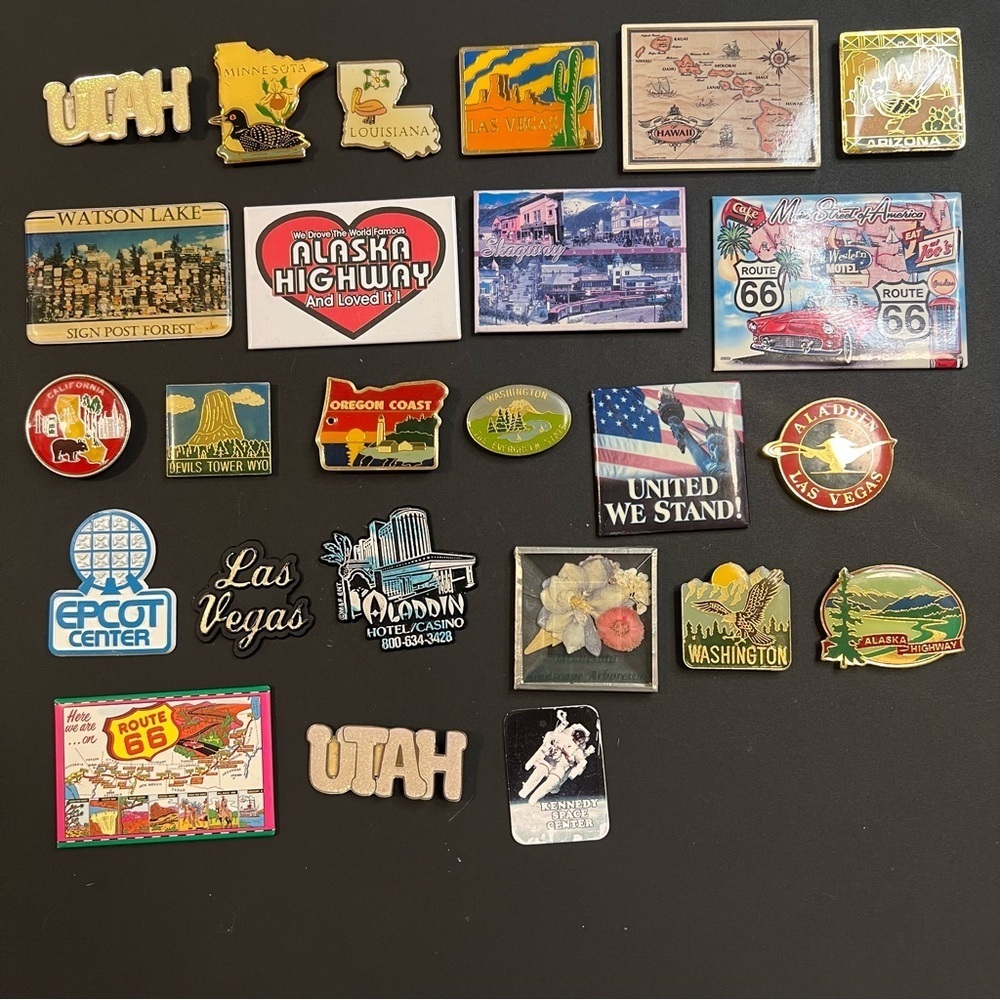 Vintage 70s Rubber American Travel Magnets | Metal, Rubber, Plastic | Lot of 25